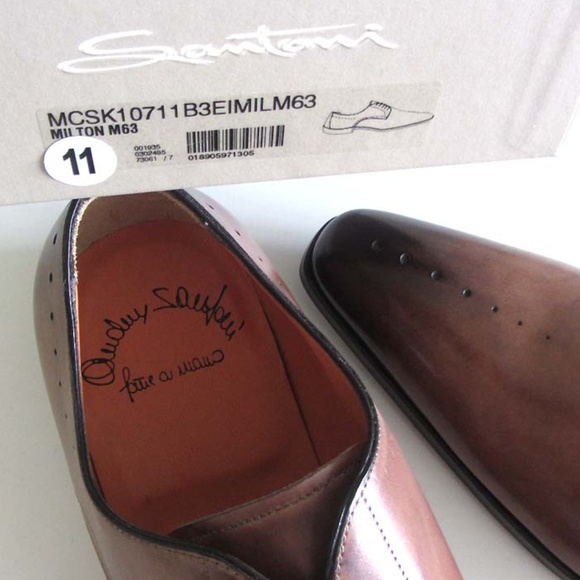 new SANTONI Fatte A Mano antiqued shoes 10 F/11 US